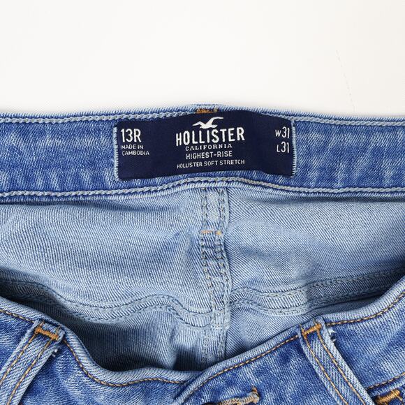 Hollister Womens 13R 31x31 Highest-Rise V-Front Soft Stretch Jeans Wide Flare - Picture 7 of 8